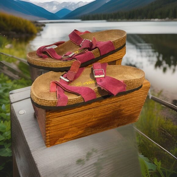 Birkenstock Pink Sandals with Cork Footbed - Picture 1 of 7